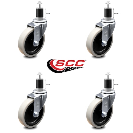 Service Caster 4 Inch Thermoplastic Rubber Wheel 1-7/8 Inch Expanding Stem Caster SCC, 4PK SCC-EX05S410-TPRS-178-4